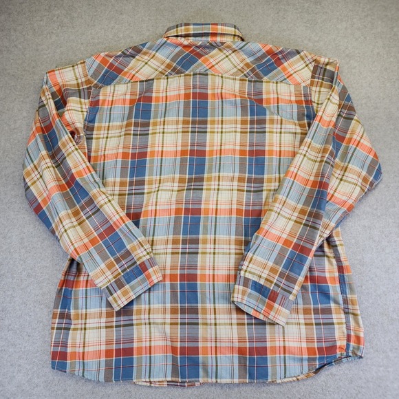 Patagonia Buckshot Plaid Long Sleeve Button Shirt Mens L Blue Orange Brown - Picture 3 of 8